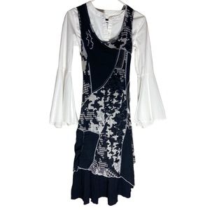 👨‍🎨 Vntg French Y2K Deconstructed Mesh Patchwork Tiered Mini Dress Sz T1…